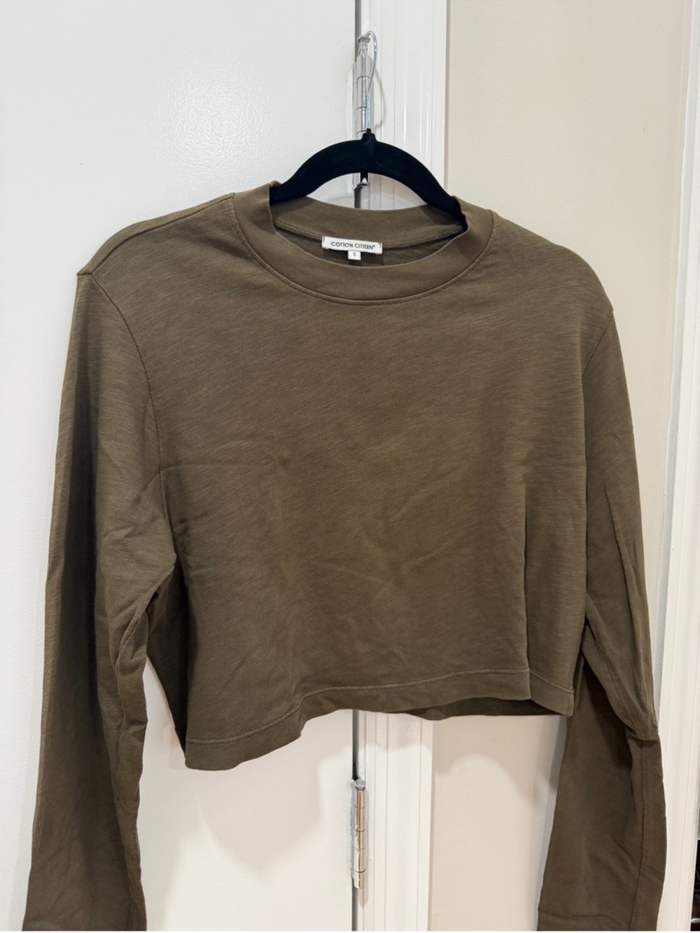 Cotton Citizen Olive Cropped Long-Sleeve Tee